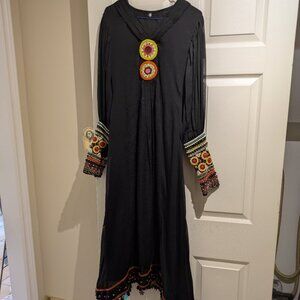 Black Maxi Dress with details colourful embroidery